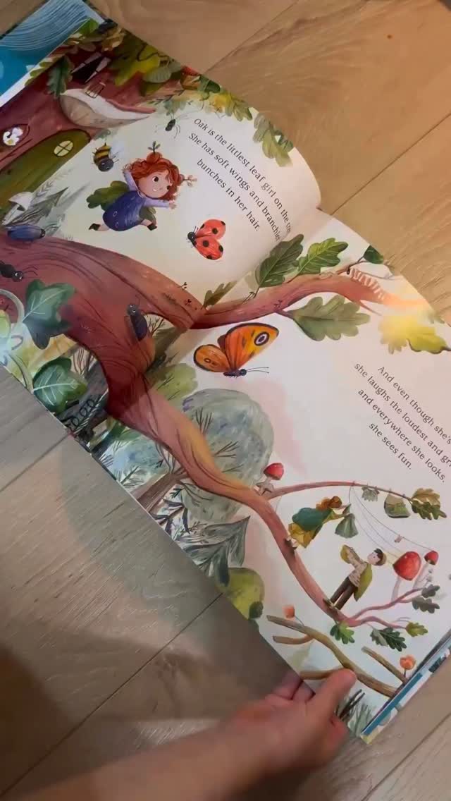 An open illustrated children’s book shown in @storybookandsprout’s BookSprite Reel